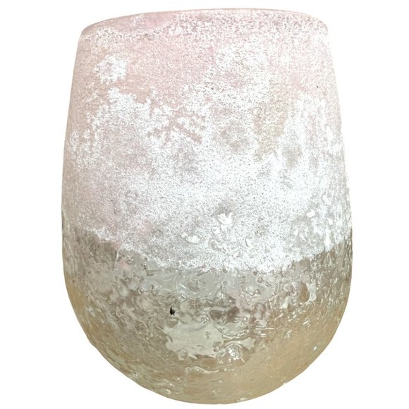 TOZAI HOME Hand-Blown Art Glass Candle Holder Small Vase Pink, White, Clear 5x4 - Picture 3 of 10